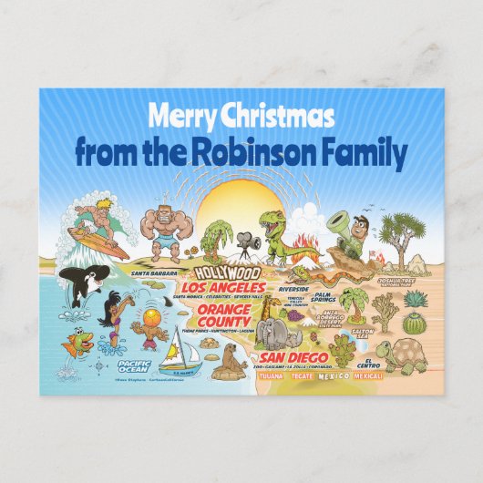Aangepaste Kerstmis SoCal Briefkaart (Voorkant)