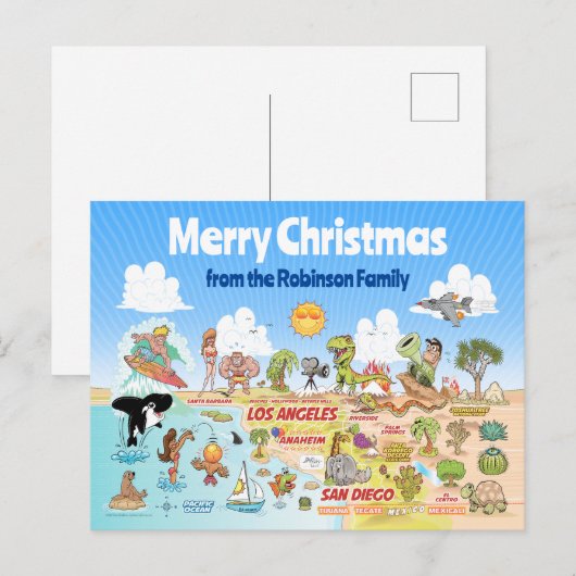 Aangepaste Kerstmis SoCal Briefkaart (Voorkant / Achterkant)