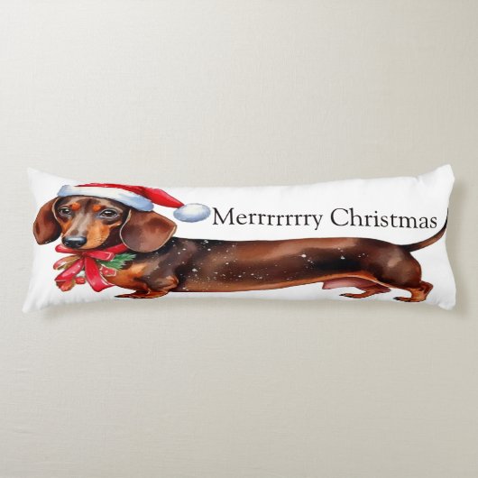 Aangepaste Kerstmis teckel Cute Lichaamskussen (Voorkant)