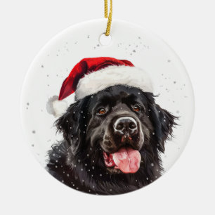 Aangepaste Kerstmis voor Newfoundland Honden Keramisch Ornament