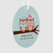 Aangepaste Kerstmis voor Owl Couple Ornament (voorkant)