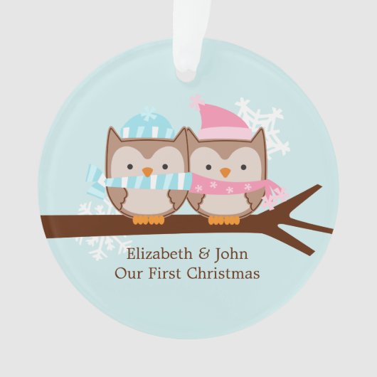 Aangepaste Kerstmis voor Owl Couple Ornament (voorkant)