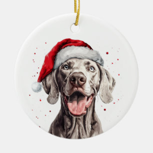 Aangepaste Kerstmis Weimaraner Hond Keramisch Ornament