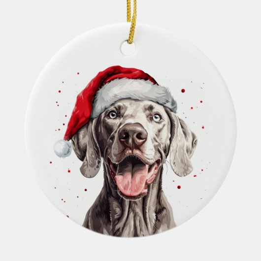 Aangepaste Kerstmis Weimaraner Hond Keramisch Ornament (Voorkant)