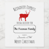 Aangepaste Kerstmis Wijn Label Gift-Rendier Expres Etiket (Enkel label)