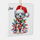 Aangepaste KerstmisDalmatie met Santa Hat Keramisch Ornament (Rechts)