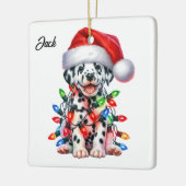 Aangepaste KerstmisDalmatie met Santa Hat Keramisch Ornament (Links)