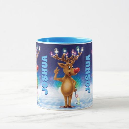 Aangepaste kerstmok, Rudolph en licht. Mok (Midden)