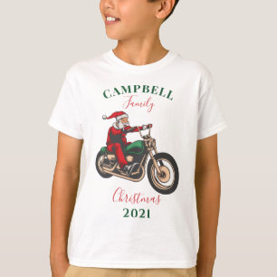 Aangepaste kerstmotorfietsfamilie t-shirt