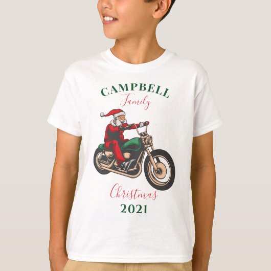 Aangepaste kerstmotorfietsfamilie t-shirt (Voorkant)