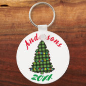 Aangepaste kerstnaam Sleutelhanger | Kerstboom (Voorkant)