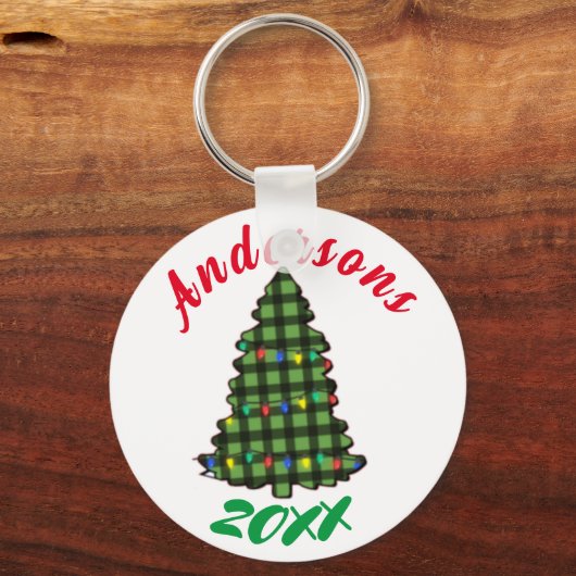 Aangepaste kerstnaam Sleutelhanger | Kerstboom (Voorkant)