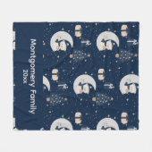 Aangepaste Kerstnacht in het Midden | Marineblauw, Fleece Deken (Voorkant (Horizontaal))