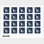 Aangepaste Kerstnacht in het Midden | Marineblauw, Vierkante Sticker (Vel)