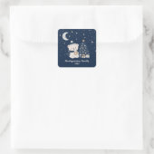 Aangepaste Kerstnacht in het Midden | Marineblauw, Vierkante Sticker (Tas)