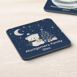 Aangepaste Kerstnacht in het zwart | Marineblauw, Bier Onderzetter
