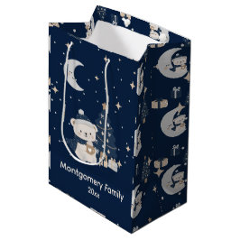 Aangepaste Kerstnacht in het zwart | Marineblauw, Medium Cadeauzakje