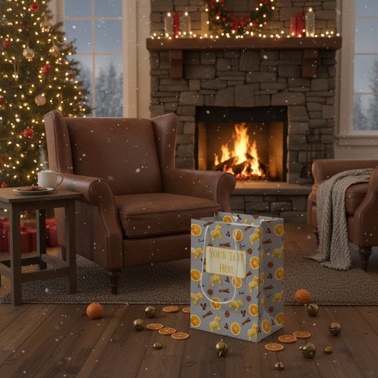 Aangepaste kerstpapieren tas met gemberkoek medium cadeauzakje