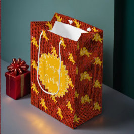 Aangepaste kerstpapieren tas met gemberkoek medium cadeauzakje