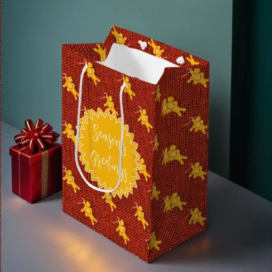 Aangepaste kerstpapieren tas met gemberkoek medium cadeauzakje