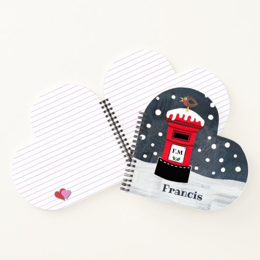 Aangepaste kerstpostbus en Robin-laptop Notitieboek (Binnen)