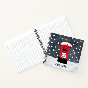 Aangepaste kerstpostbus en Robin-laptop Notitieboek