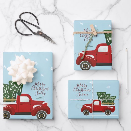 Aangepaste kerstrestanten voor vrachtwagens inpakpapier vel (Voorkant)