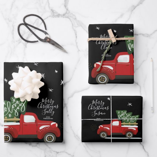 Aangepaste kerstrestanten voor vrachtwagens inpakpapier vel (Voorkant)