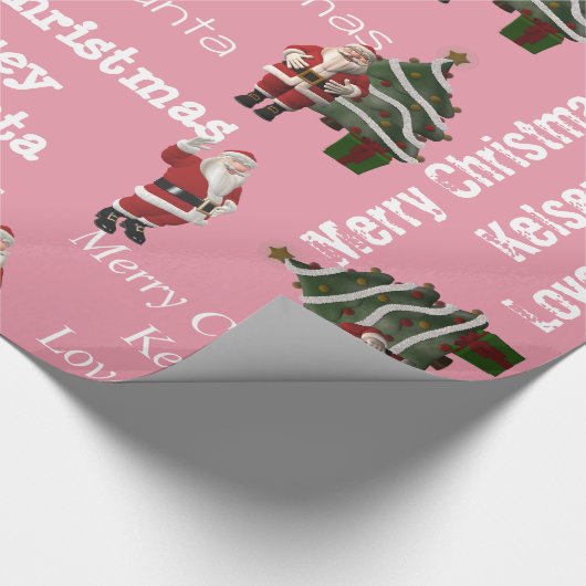 Aangepaste kerstroze cadeaupapier (Hoek)