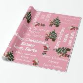 Aangepaste kerstroze cadeaupapier (Uitgerold)