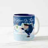Aangepaste kerstscène, Olentzero ijsschaatsen Tweekleurige Koffiemok (Voorkant rechts)