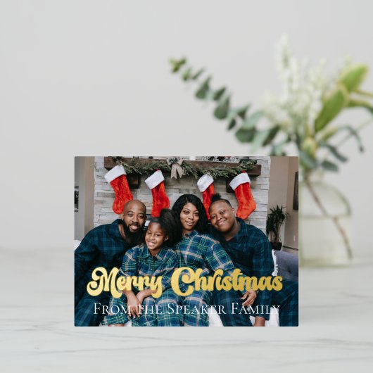 Aangepaste kerstserie Foto Gold Foil Folie Feestdagen Briefkaart (Staand Voorkant)