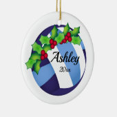 Aangepaste kerstsiermarine voor volleybal - blauw keramisch ornament (Rechts)