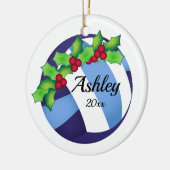 Aangepaste kerstsiermarine voor volleybal - blauw keramisch ornament (Links)