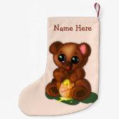 Aangepaste kerstsokken met naam Cute Bear Kleine Kerstsok (Achterkant)