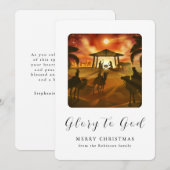 Aangepaste Kerststal 'Eer aan God' Feestdagenkaart (Voorkant / Achterkant)