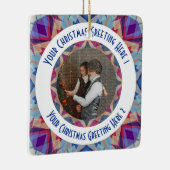 Aangepaste Kerstster Jolly Blue Fotobegroeting Keramisch Ornament (Rechts)