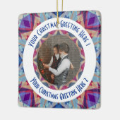 Aangepaste Kerstster Jolly Blue Fotobegroeting Keramisch Ornament (Links)