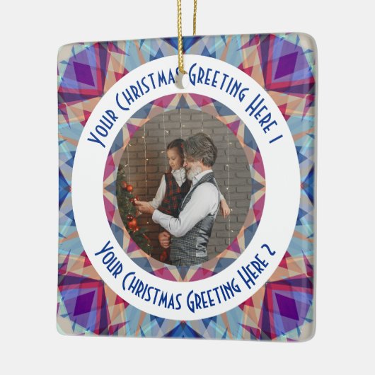 Aangepaste Kerstster Jolly Blue Fotobegroeting Keramisch Ornament (Links)