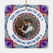 Aangepaste Kerstster Jolly Blue Fotobegroeting Keramisch Ornament (Achterkant)