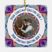 Aangepaste Kerstster Jolly Blue Fotobegroeting Keramisch Ornament (Voorkant)