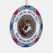 Aangepaste Kerstster Jolly Blue Fotobegroeting Keramisch Ornament (Rechts)