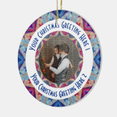 Aangepaste Kerstster Jolly Blue Fotobegroeting Keramisch Ornament (Links)