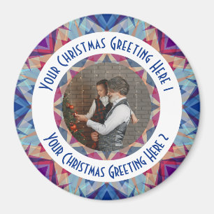 Aangepaste Kerstster Jolly Blue Fotobegroeting Magneet
