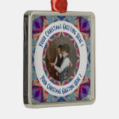 Aangepaste Kerstster Jolly Blue Fotobegroeting Metalen Ornament (Rechts)