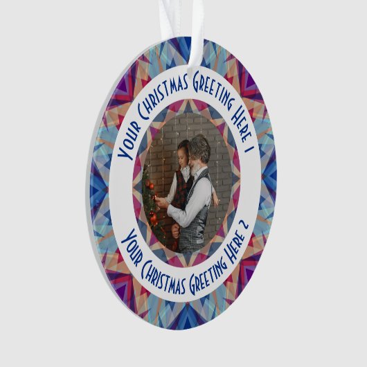 Aangepaste Kerstster Jolly Blue Fotobegroeting Ornament (voorkant)