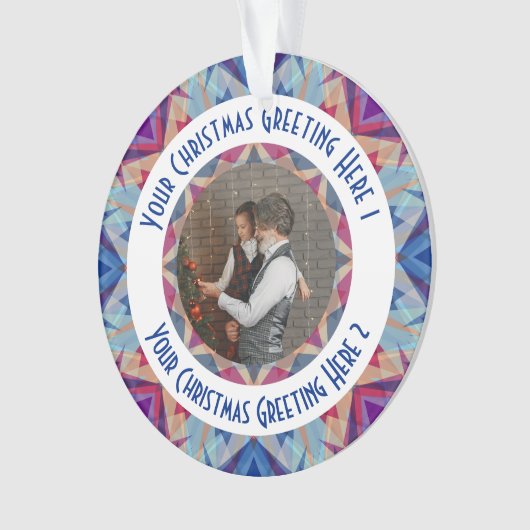 Aangepaste Kerstster Jolly Blue Fotobegroeting Ornament (voorkant)