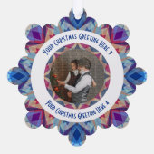 Aangepaste Kerstster Jolly Blue Fotobegroeting Ornament Kaart (Achterkant)