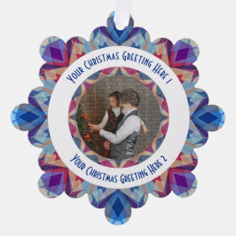 Aangepaste Kerstster Jolly Blue Fotobegroeting Ornament Kaart