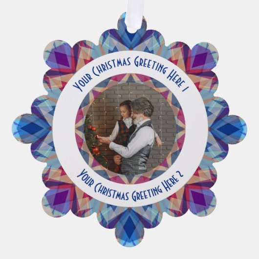 Aangepaste Kerstster Jolly Blue Fotobegroeting Ornament Kaart (Voorkant)